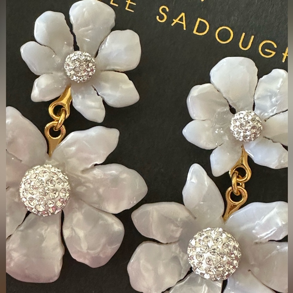 LELE sadoughi double flowers crystal earrings - Picture 8 of 8